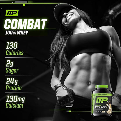 MusclePharm Combat 100% Whey Protein Powder, Vanilla Flavor, Fast Recovery & Muscle Gain with Whey Protein Isolate, High Protein Powder for Women & Men, Gluten Free, 5 lb, 70 Servings