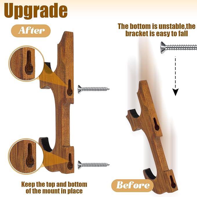 Chunful 2 Pcs Sword Wall Mount Sword Holder Katana Stand 1 Tier Hanger Adjustable Wooden Mounts for Samurai (7.01 x 2.3 x 1.22 Inches,Old Brown)