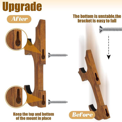 Chunful 2 Pcs Sword Wall Mount Sword Holder Katana Stand 1 Tier Hanger Adjustable Wooden Mounts for Samurai (7.01 x 2.3 x 1.22 Inches,Old Brown)