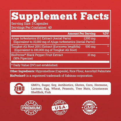 Old School Labs Testosterone Supplement for Men ??Turkesterone 1500mg Max Potency + Tongkat Ali & BioPerine® ??Muscle Growth, Recovery, Drive & Stamina ??120 Caps, 40 Servings