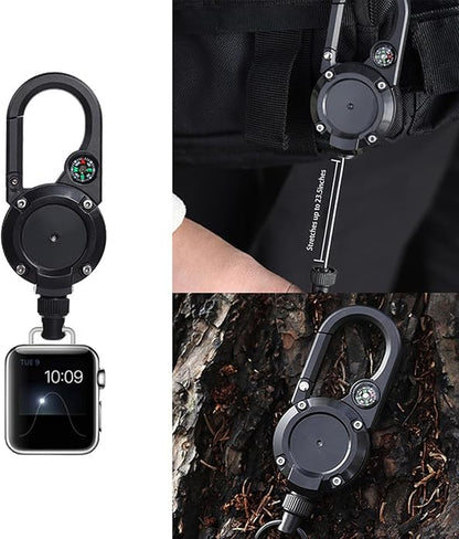 Badge Holder Retractable Clip Compatible with Apple Watch Band Series 10, Ultra 2, SE, 8 7 6 5 4 3 2 1 38mm 40mm 41mm 42mm 44mm 45mm 49mm, Stretchable Badge Reel Clip for iwatch Series 9