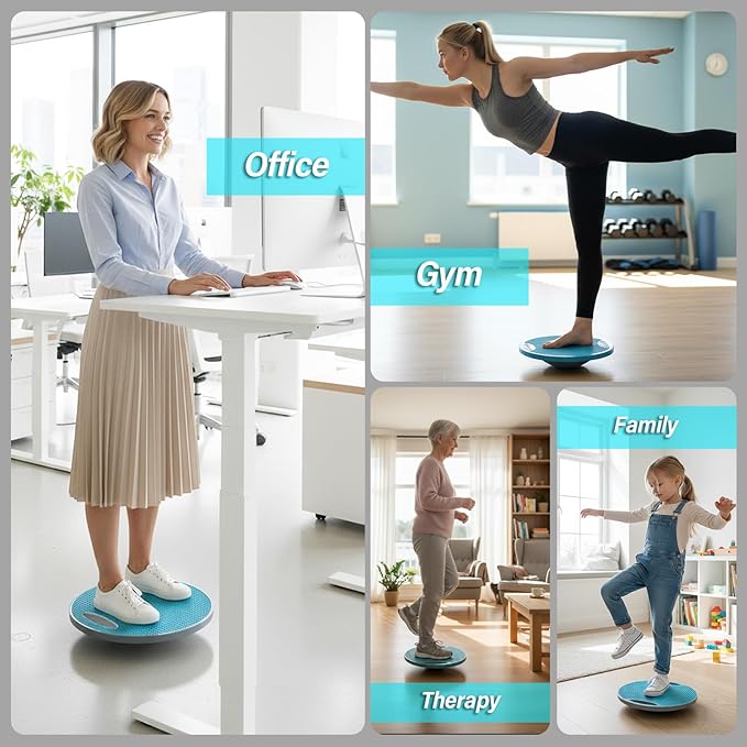 Upgraded Wobble Balance Board for Physical Therapy, Standing Desk & Gym 16 1/3" | Core Trainer with Non-slip Surface | Stability Board for Workout Balance Training | Slackboard | Wobble Board