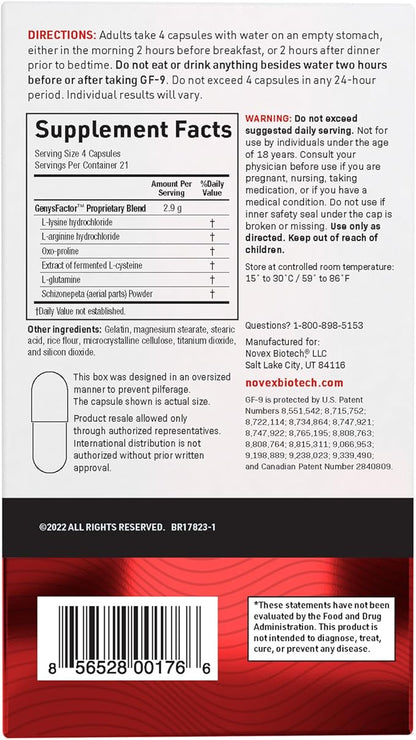 Novex Biotech GF-9 ??HGH Boosting Supplement for Men ??Workout Complex for Men ??Support Energy, Endurance, Sleep, 84 Ct (21-Day Supply)