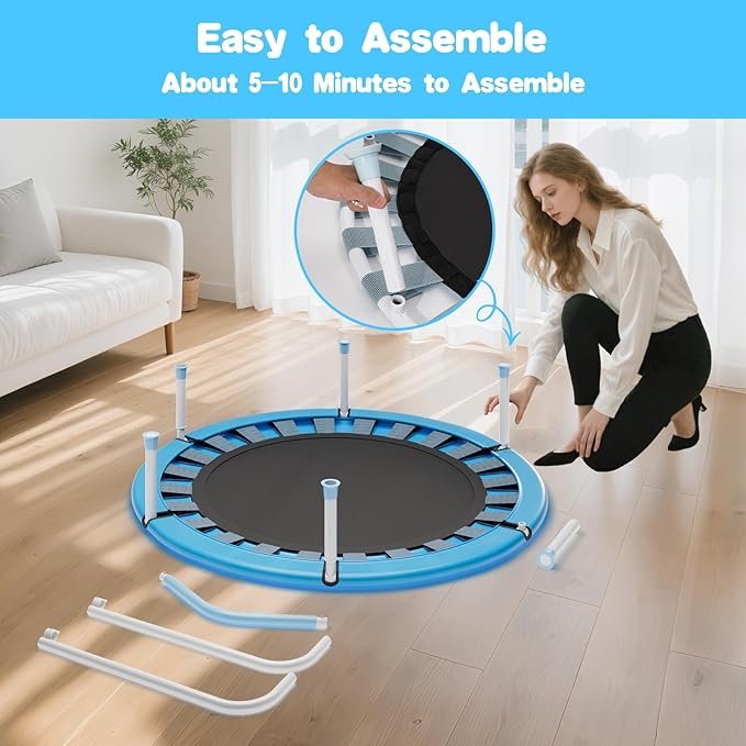 36" Mini Trampoline for Toddlers Ages 1–6 – Foldable Indoor/Outdoor Kids Rebounder with Foam Handle & Safety Padded Cover