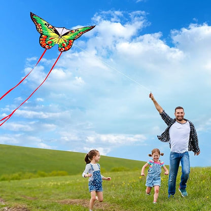 HONBO Butterfly Kites for Kids & Adults,55" x 28" Large Beginner Kite for Kids Ages 4-8,Easy to Fly for Beginners, Each Kite with 300ft Line Handle,Beach Kites for Outdoor Activities & Family Trip