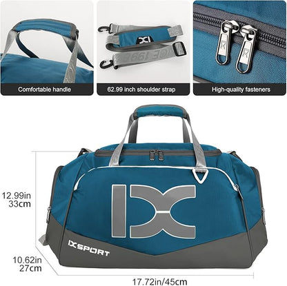 Sports Gym Bag，INOXTO Travel Duffel Bag with Dry Wet Pocket And Shoe CompartmentFor Women and Men，40L/55L Fitness Waterproof Weekender Bag For Swim Sports Travel Working Out (Blue gray, 40L)