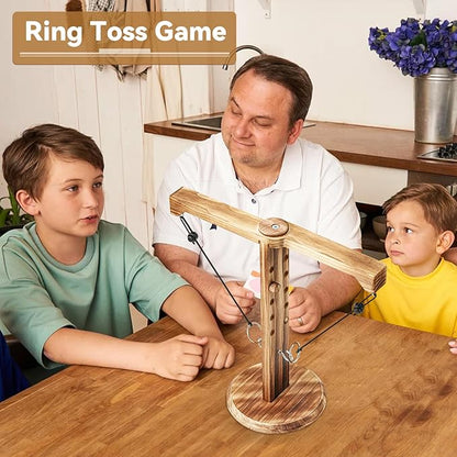 Uzoli Ring Toss Game for Adults, Wooden Hook and Ring Game, Fun Ring Hook Throwing Game Outdoor and Indoor, Family Game for Party Camping Yard