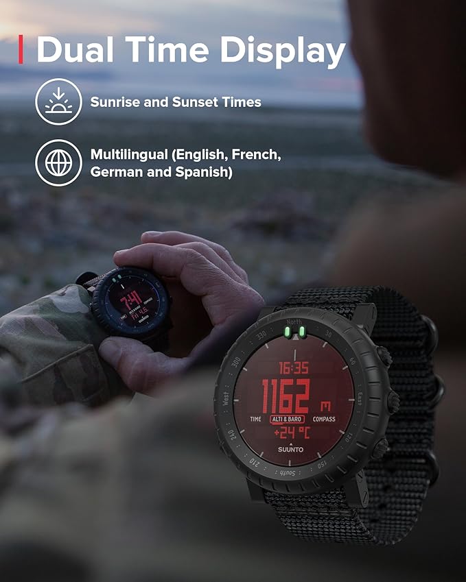 SUUNTO Core Alpha Sports Watch, Classic Outdoor Adventure Watch with Red Backlight, Altimeter, Barometer & Compass, Dual-time Display, Temperature & Storm Alarm for Hiking, Hunting & Mountain Use