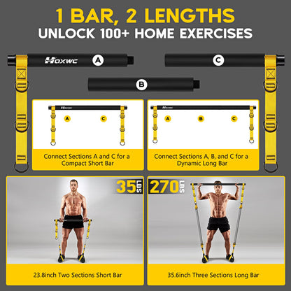 HOXWC Heavy Pilates Equipment, Portable Pilates Bar Kit with Resistance Bands, Professional