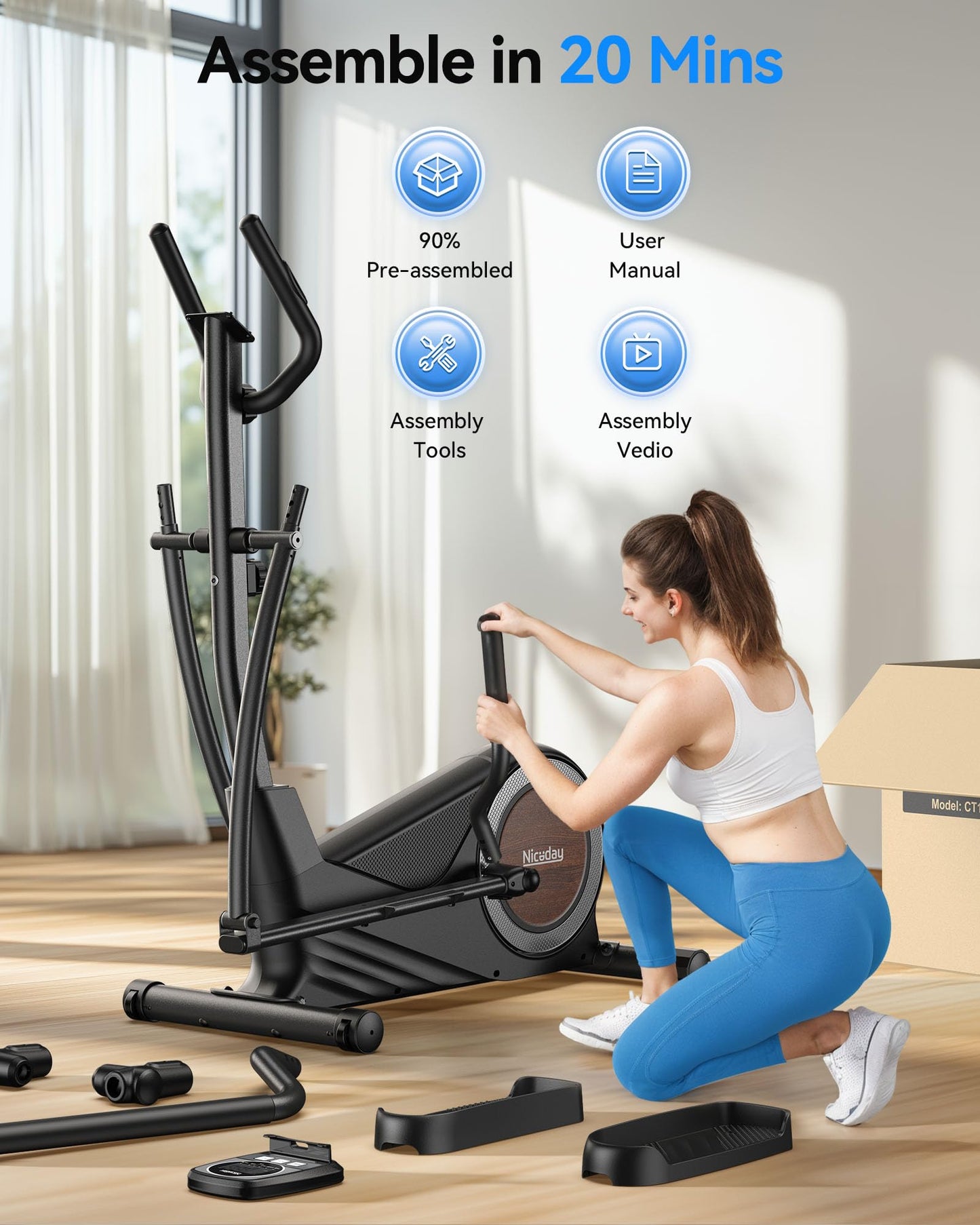 Niceday Elliptical Exercise Machine, Elliptical Machine for Home, Magnetic Elliptical Trainer with