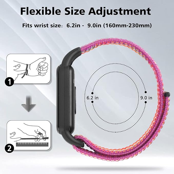 YCHDDER Solo Loop Nylon Bands Compatible with Amazfit Band 7 Straps,Soft Breathable Comfortable Adjustable Colorful Sports Replacement Wristband for Amazfit Band 7 for Men Women
