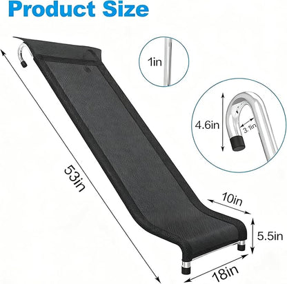 Ergonomic Trampoline Slide with Buffer Region for Children Kids, Outdoor Trampoline Slide Attachment, Heavy Duty Steel, Frame, Easy to Assemble (Silvery)