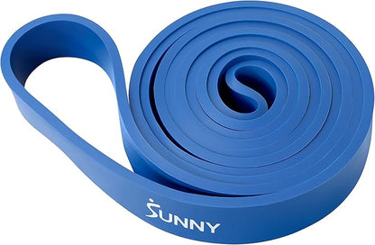 Sunny Health & Fitness Versatile Resistance Bands (Single or Combo Set) for Strength Training, Power Cage, Squat Rack, Home Gym, Body Stretching, Physical Therapy – 100, 140, 160, 180 & 10-75 LB Combo