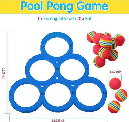 Hiboom Pool Game with Score, Combo Foam Pool Floats with 10 Colorful Tossing Balls, Toss Game Swimming Party Toys Accessories for Family Par, Dive Rings(Triangle,Blue)