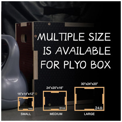 Fitvids 16 x 14 x 12 Non-Slip Wooden Plyo Box Jump Exercise Platform, Black