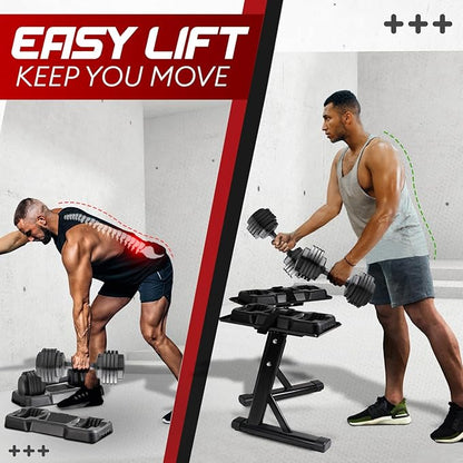 Yes4All Adjustable Dumbbell Stand - 160 Pound Capacity, Spotter Rack & Weight Rack with Strap, Easy Storage & Safety