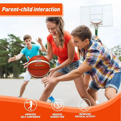 Training Soft Touch Rubber and Faux Leather Fighting Basketball, High Bounce Indoor Outdoor Basketball Gift