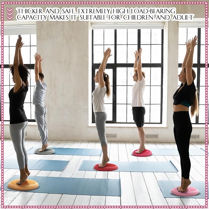 Libima 8 Pcs Wiggle Seat Inflated Wobble Cushion Sensory Seat Flexible Balance Board Balance Disc with Needle Pump for Men Women Physical Exercise Improving Posture Home Office