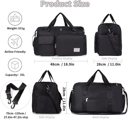 FIORETTO Women's Gym Duffle Bag with Shoes Compartment, 37L Capacity, Ideal for Travel, Gym, Sports, Duffel, Weekender
