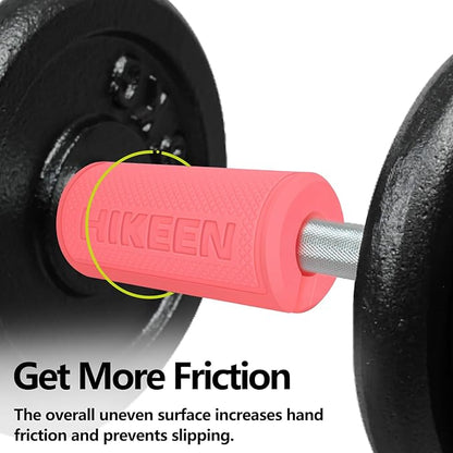Hikeen Thick Bar Dumbbell Grips,Non Slip Hard Rubber Barbell Grips,Grips for Weight Lifting, Muscle Building-1.77", 2", 2.25" & 2.75" Outer Diameter