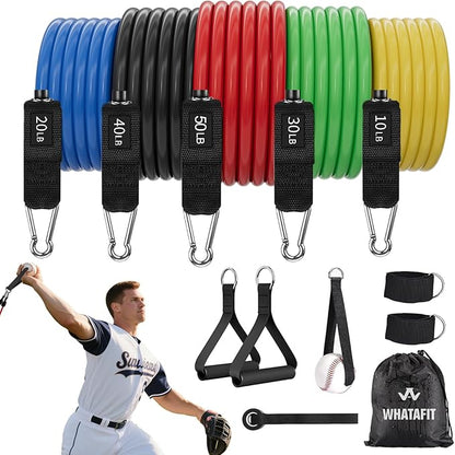 WHATAFIT Resistance Bands, Exercise Bands，Resistance Bands for Working Out, Work Out Bands with Handles for Men and Women Fitness, Strength Training Home Gym Equipment