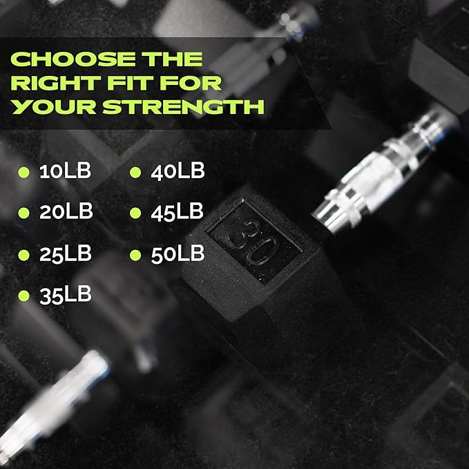 Rubber Coated Dumbbells - No Roll Design Easy-Grip Steel Knurled Handle, Weights Dumbbells Set for Strength Training - Ideal Weights Set for Home Gym - 10-60 LBS SOLD INDIVIDUALLY