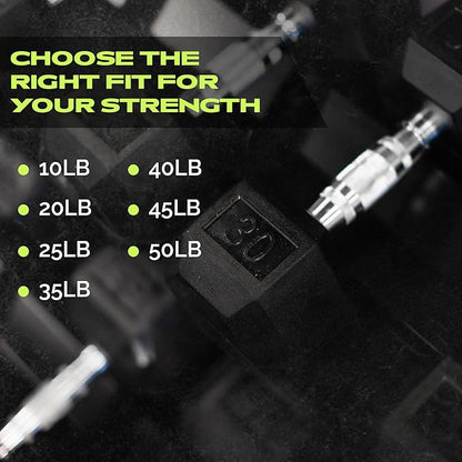 Rubber Coated Dumbbells - No Roll Design Easy-Grip Steel Knurled Handle, Weights Dumbbells Set for Strength Training - Ideal Weights Set for Home Gym - 10-60 LBS SOLD INDIVIDUALLY