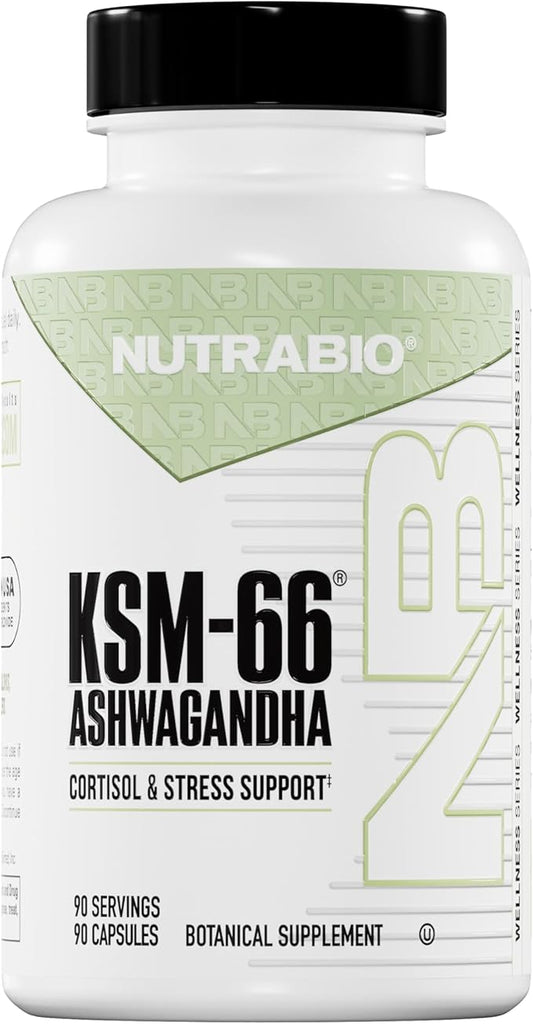 NutraBio Ashwagandha KSM-66 | Ashwaganda Herbal Supplement for Stress, Mood, & Performance | 600 MG