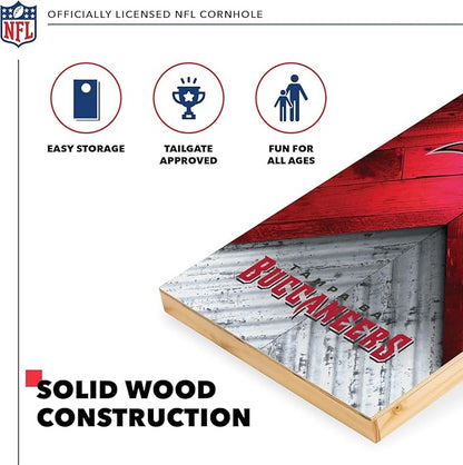 NFL Football 2' x 4' Regulation Size Solid Wood Cornhole Set with Direct Print HD Team Graphics Great Gift for Any Football Fan! Bean Bag Toss Family Outdoor Game
