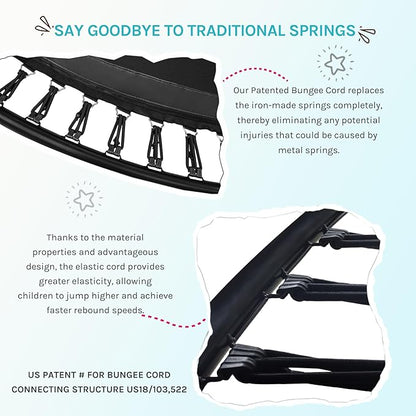 SkyBound 14 FT 12 FT 10FT 8FT 6FT Springless Trampoline for Kids and Adults - Recreational Trampolines with AntiRust Coating - Bungee Cords Outdoor Trampoline for Kids - No-Gap Design Zipper System
