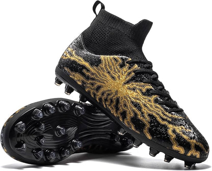 Kids Soccer Cleats Boys Girls Training Football Cleats Youth High-top Soccer Shoes for Little/Big Professional Athletic Outdoor Football Shoes