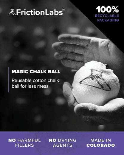 FrictionLabs Magic Chalk Ball, 2.2 oz - Premium Gym Chalk In Refillable Sock - Non Toxic - Great