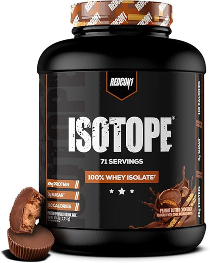 REDCON1 Isotope 100% Whey Isolate, Peanut Butter Chocolate - Keto Friendly Whey Protein Powder - Low Carb + Zero Added Sugar Whey Protein Isolate - Keto Protein Powder (71 Servings)