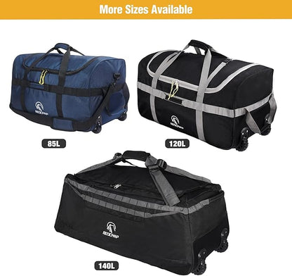 REDCAMP 85L/120L/140L Foldable Duffle Bag with Wheels, Large Travel Duffel Bag