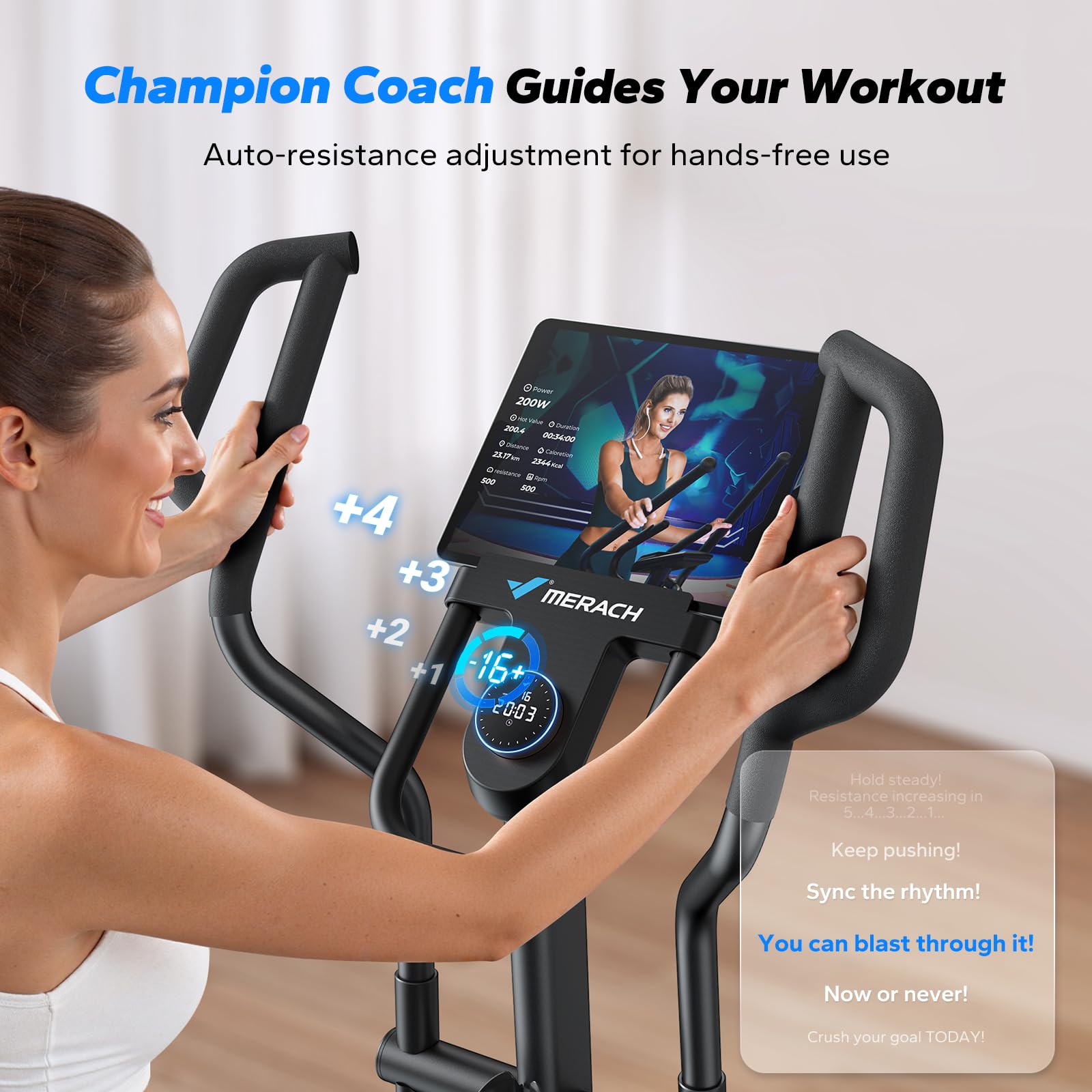 MERACH Elliptical Machine, Elliptical Exercise Machine with 19 in Stride, Hyper-Quiet Magnetic