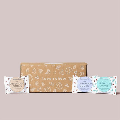 Love + Chew Soft Baked Protein Cookies, Gluten Free | (18) Count Chocolate Lover Minis Variety Pack | Vegan, Paleo, Non GMO and Packed with Superfoods. - Individually Wrapped, and Made from High Protein Almonds