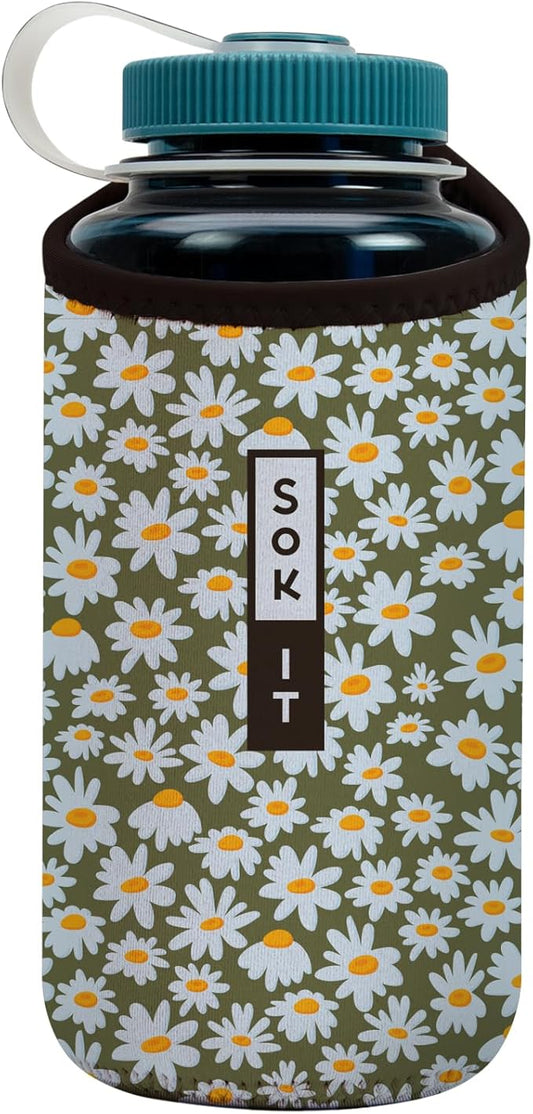 Sok It BotlSok Water Bottle Sleeve Insulated Neoprene Cover (Chamomile China, Fits 32oz Nalgene)