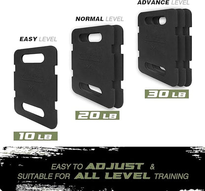 Yes4All Adjustable Ruck Weight with Straps for Rucking, Swings, Squat & Strength Training - Multiple Weights: 10LB to 40LB