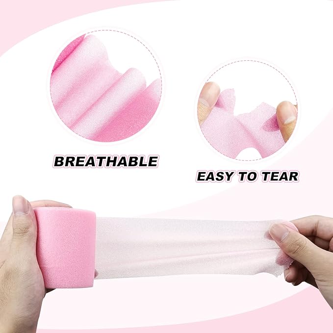 Pre wrap Pink,Prewrap Athletic Tape,6 Roll Pre wrap Headbands for Hair Soccer,Foam Underwrap Sports Wrap for Ankles Wrists Hands Knees Elbows 2.75 Inches X 12 Yards