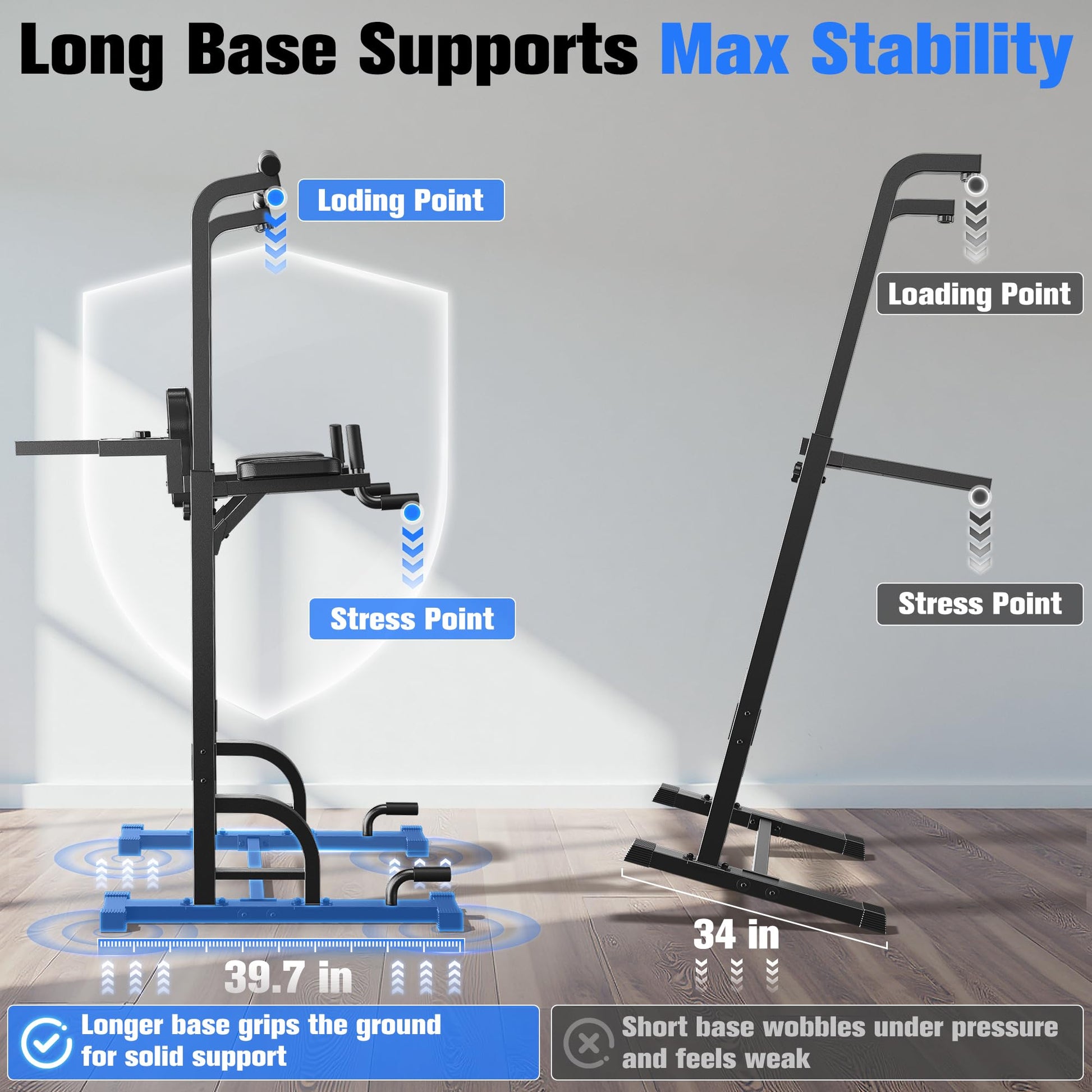 SPORTSROYALS Pull Up Power Tower Dip Station for Home Gym Workouts