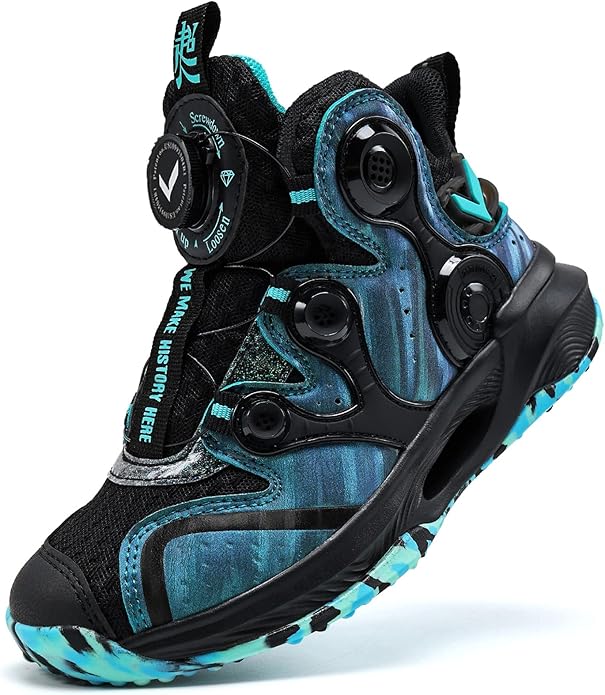 VITUOFLY Kids Basketball Shoes Boys Air Cushion Sneakers Girls Mid Top School Hoops Shoes Non-Slip Outdoor Sports Running Gym Comfortable Durable Little Kid/Big Kid