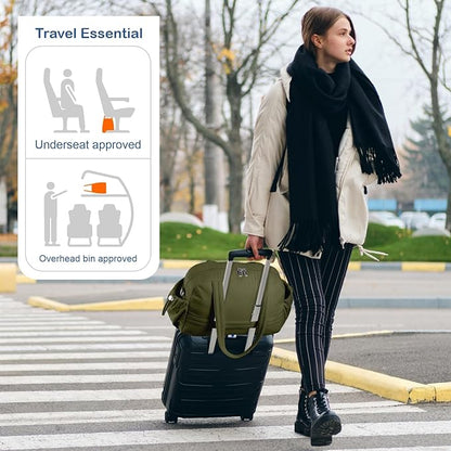 TOPDesign Travel Duffel Bag for Women, Puffer Gym Bag Sports Tote with Wet Pocket, Carry On Weekender with Luggage Sleeve (Dark Green)