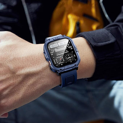 Dsytom Waterproof Case with Band Compatible for Apple Watch Band 46mm 45mm 44mm 42mm(S11/10) 41mm 40mm for Men,Rugged Smartwatch Strap with Built-in Tempered Glass Screen Protector for iWatch Series 11/10/9/8/7/6/5/4/SE