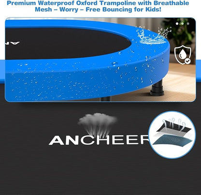 ANCHEER 56'' Foldable Mini Trampoline with Adjustable Handle - Indoor/Outdoor Rebounder for Kids & Toddlers Safe Oval Fitness Trampoline with Bar for Home Fun