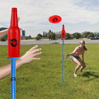 Juegoal Outdoor Flying Disc Game Set, Yard Games Bottle Drop Frisbee Set, Outside Fun Disc Toss Game for Beach Lawn Backyard Park Camping