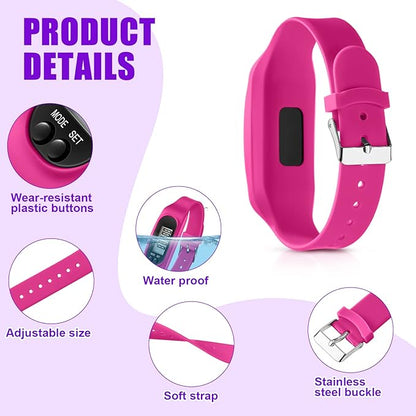 Geyoga 24 Pcs Pedometer for Walking Steps and Miles Pedometer Watch Silicone Steps Tracker Running Bracelet Ankle Step Counter for Calorie Burning and Step Counting