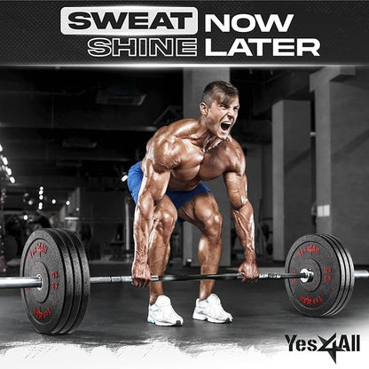 Yes4All 2" Bumper Plate, 10-190 LB Olympic Rubber Weight Plate with Steel Hub for WeightLifting, Strength Training, Home Gym, Less Impact, Absorb Bounce & Shock, Multiple Options