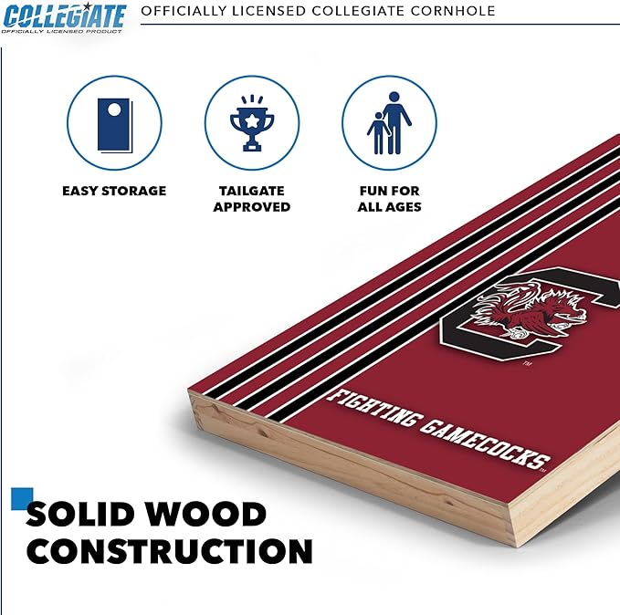 2' x 3' Solid Wood Cornhole Set with Direct Print HD Team Graphics – Great Gift for Any NCAA Fan! Bean Bag Toss Family Outdoor Games