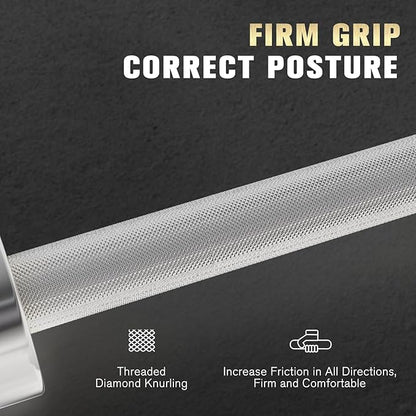 RITFIT Olympic Barbell 4ft/4.8ft/6ft - 2 Inch Weight Bar for Strength Training, Weightlifting, Squat, Deadlift, Bench Press, Curl, Overhead Press - 350lbs/500lbs Capacity