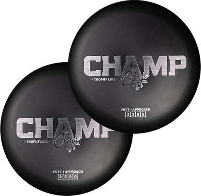 Climo Disc Golf Champ Putter 2-Pack - Trophy Line Plastic - 173+ Grams - White, Black, or Pink – Matching Putters – Ken Climo 12X World Champion